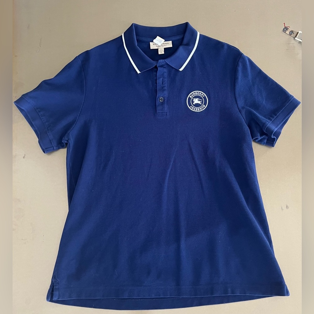 Burberry Men's Navy Moreton Cotton Piquet Polo Shirt, Size X-Large